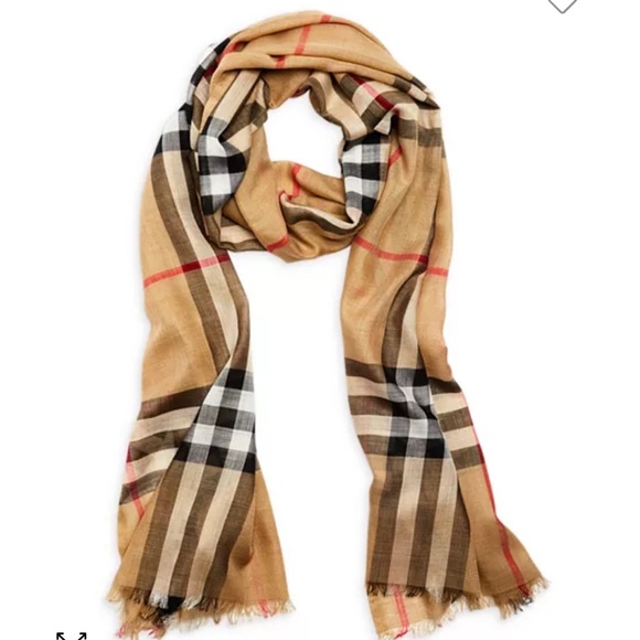 Burberry Lightweight Giant Check Gauze Scarf - Picture 1 of 6